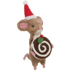 Online Christmas Forever ORN WOOL BAKERY MOUSE 6.5″ BROWN/WHITE HOLDING CANDY