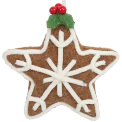 Best Christmas Forever ORN WOOL BAKERY STAR COOKIE 4.5″ BROWN/WHITE