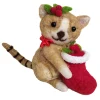 Discount Christmas Forever ORN WOOL CAT 4″ W RED STOCKING