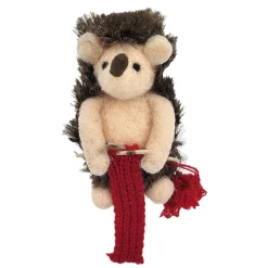 Best Christmas Forever ORN WOOL HEADGEHOG 4.5″ W/ KNITTING SCARF