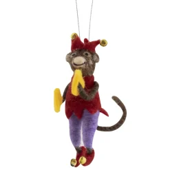 Outlet Christmas Forever ORN WOOL MONKEY 4.75″ W/ RED VEST & SYMBOLS