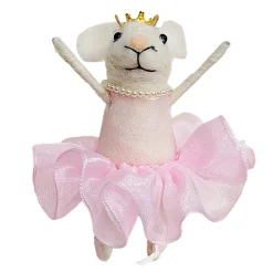 Christmas Forever ORN WOOL MOUSE 4.5″ BALLERINA W/ PINK TUTU