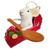 Hot Christmas Forever ORN WOOL MOUSE 5″ IN A BOAT ROWING