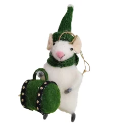 Online Christmas Forever ORN WOOL MOUSE 6″ W/ GREEN BAG 6″