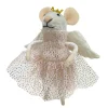Christmas Forever ORN WOOL MOUSE ANGEL W/ SKIRT & CROWN 4.5″ PINK/GOLD