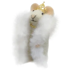 New Christmas Forever ORN WOOL MOUSE FUR COAT W/ CROWN 5″ WHITE/GOLD