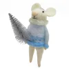 Online Christmas Forever ORN WOOL MOUSE HOLDING A TREE 5″ ICED BLUE/SILVER