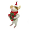 Online Christmas Forever ORN WOOL MOUSE HOLDING A WREATH 5.5″ RED/WHITE
