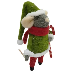 Sale Christmas Forever ORN WOOL MOUSE HOLDING CANDY CANE 4.5″ RED/GREEN