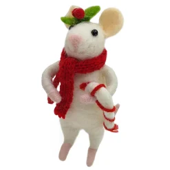 Outlet Christmas Forever ORN WOOL MOUSE HOLDING CANDY CANE 4.5″ RED/WHITE