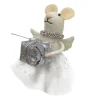 Best Christmas Forever ORN WOOL MOUSE HOLDING GIFTBOX 5″ SILVER/WHITE