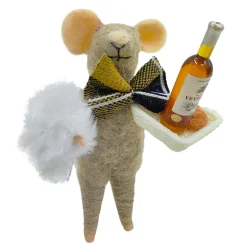 Discount Christmas Forever ORN WOOL MOUSE HOLDING WINE BOTTLE 4.5″ BROWN/WHITE
