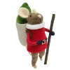New Christmas Forever ORN WOOL MOUSE W/ BAGPACK & TREE 5″ GREY/GREEN
