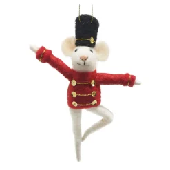 Clearance Christmas Forever ORN WOOL MOUSE 5″X2″X7″ SOLDIER RED/BLACK