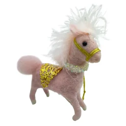 Online Christmas Forever ORN WOOL PONY ICED COLLAR W/ SATTLE 5″ PINK/GOLD