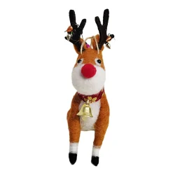 Discount Christmas Forever ORN WOOL REINDEER WITH BELL AND LIGHTS 6″