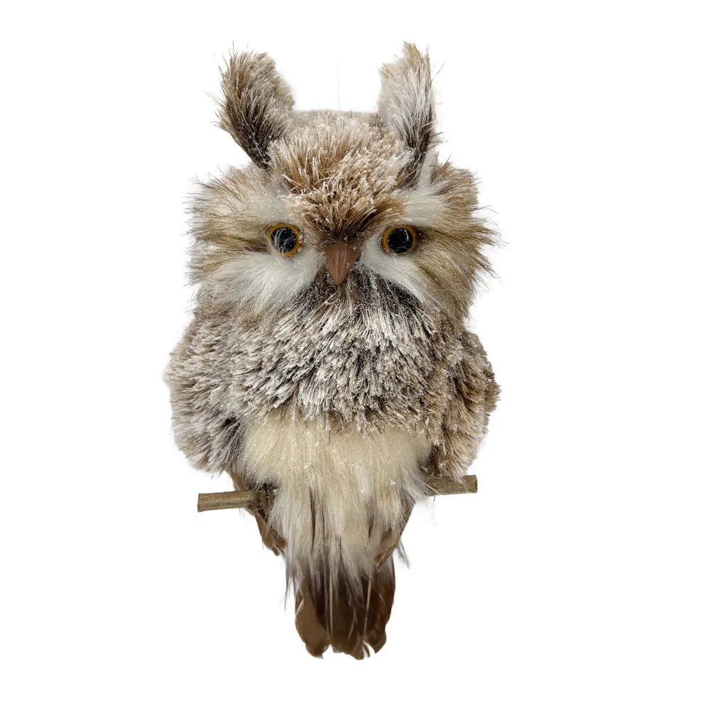 Sale Christmas Forever OWL BROWN/WHITE 5″ SNOW FLOCKING