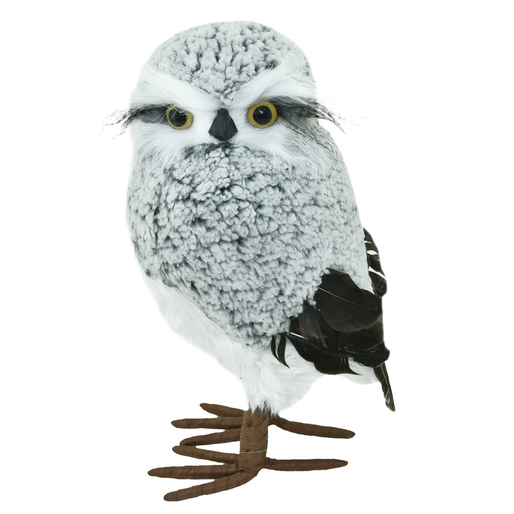 Discount Christmas Forever OWL GRAY 10.5″ WOOLY W/ WHITE FAUX FUR