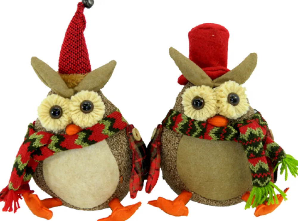 Hot Christmas Forever OWL PLUSH BROWN 9″ W/ RED HAT 2/S