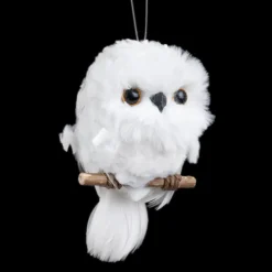 Christmas Forever OWL WHITE 2.5″ FLUFFY SCALLOPED FUR HANGING