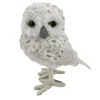 Christmas Forever OWL WHITE STANDING FABRIC & FAUX FUR 4″x5.5″ W/ FEATHERS
