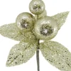 Online Christmas Forever PICK BALLS 8.5″ W/LEAVES CHAMPAGNE GLITTER