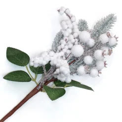 Discount Christmas Forever PICK BERRY 14″ WHITE FROSTED MIXED BERRY & PINE