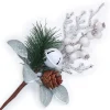 Clearance Christmas Forever PICK ICED TWIGS & BERRIES 13.5″ GREEN/WHITE W/ PINE, CONE & BELL