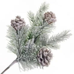 Hot Christmas Forever PICK PINE FLOCKED 12″ MIXED PINE AND PINE CONE