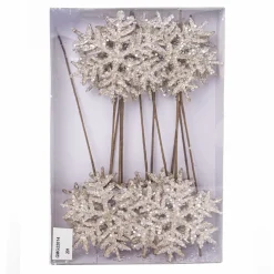 New Christmas Forever PICK SNOWFLAKE 12″ X 12 PC CHAMPAGNE ICE GLITTER