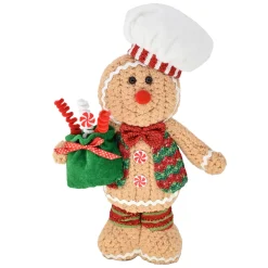 Hot Christmas Forever PLUSH GINGERBREAD BOY STANDING 15″ W/ GIFT RED/BROWN