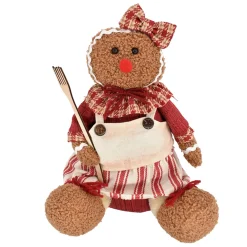 Hot Christmas Forever PLUSH GINGERBREAD GIRL SITTING 10″ W/ FORK RED/BROWN