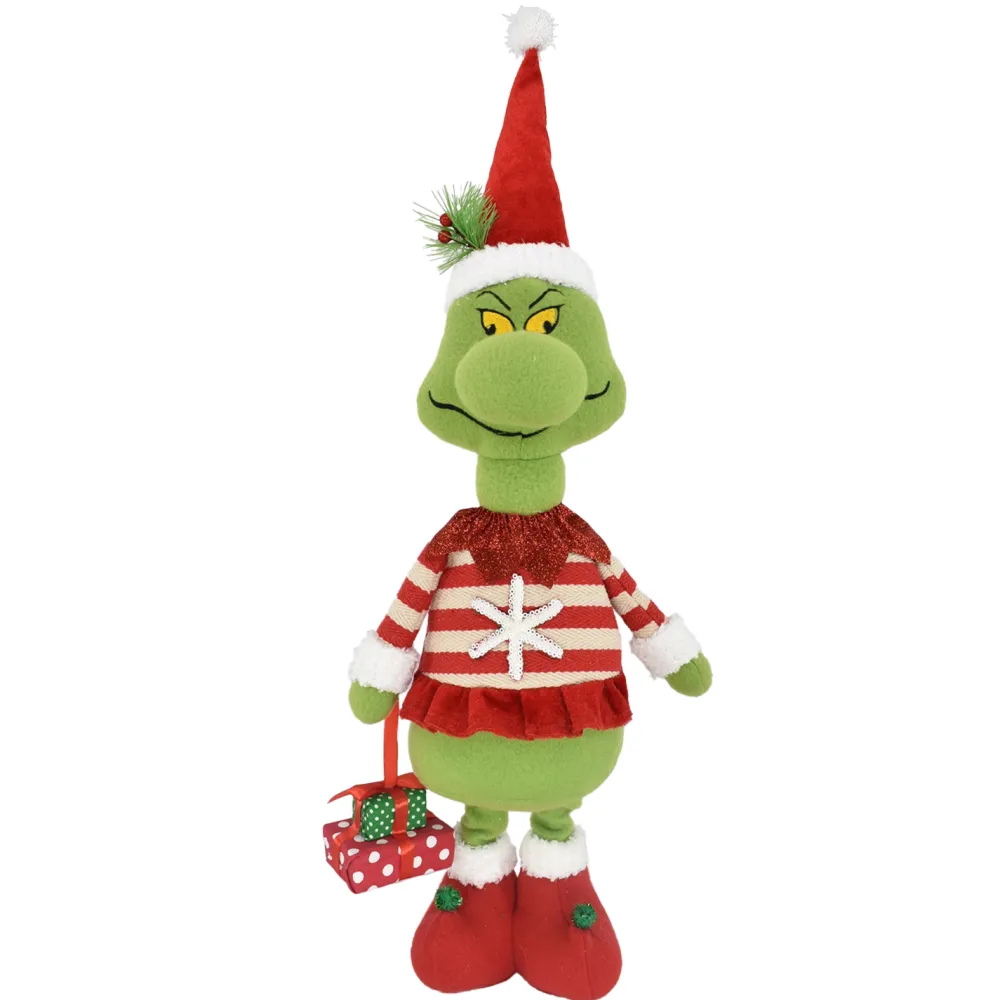 Outlet Christmas Forever PLUSH GRINCH STANDING 23″ W/ SNOWFLAKE SWEATER & GIFT RED/GREEN