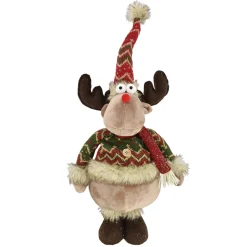 Hot Christmas Forever PLUSH REINDEER STANDING 22″ W/ SANTA HAT RED/GREEN