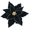 Best Christmas Forever POINSETTIA HEAD BLACK 11.5″ VELVET W/ GOLD GLITTER EDGE & CLIP