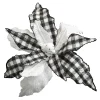 Outlet Christmas Forever POINSETTIA HEAD BLACK / WHITE 13″ W/BERRY IN MIDDLE & CLIP