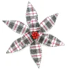 Best Christmas Forever POINSETTIA HEAD BLACK / WHITE / RED 12.5″ PLAID W/BELLS W/CLIP