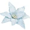Best Christmas Forever POINSETTIA HEAD BLUE ICE 10″ W/ FROST & CLIP