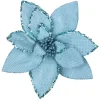 Best Christmas Forever POINSETTIA HEAD BLUE ICE 10″ W/ GLITTER BORDER & CLIP
