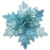 Outlet Christmas Forever POINSETTIA HEAD BLUE ICE 13.5″ W/GLITTER W/CLIP