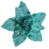 Online Christmas Forever POINSETTIA HEAD BLUE/PEACOCK 11.5″ W/ GLTR & CLIP