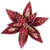 Discount Christmas Forever POINSETTIA HEAD BURGUNDY 12″ VELVET W/ CH GLITTER W/ CLIP
