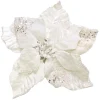 Online Christmas Forever POINSETTIA HEAD CREAM 9″ CARDED W/ GLITTER & CLIP