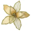 Christmas Forever POINSETTIA HEAD GOLD 9″ VELVET SHEER W/ CLIP