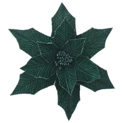 Sale Christmas Forever POINSETTIA HEAD GREEN EMERALD 12.5″ VELVET W/ 20″ STEM