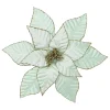 Sale Christmas Forever POINSETTIA HEAD GREEN MINT 12″ VELVET W/ CH GLITTER & CLIP
