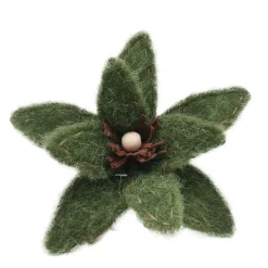 Discount Christmas Forever POINSETTIA HEAD GREEN MOSS 6″ FELT FROSTED LOOK W/ CLIP