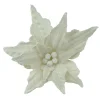 Clearance Christmas Forever POINSETTIA HEAD IVORY 7.5″ KNITTED FABRIC W/CLIP