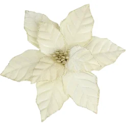 Online Christmas Forever POINSETTIA HEAD IVORY 9.5″ VELVET W/ CLIP