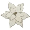 Christmas Forever POINSETTIA HEAD IVORY 14″ W/ GOLD GLITTER EDGE W/ CLIP